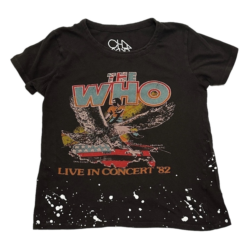 Chaser The Who Live In Concert 82 T-Shirt PAINT SPLAT Well Worn Holes Thin XS